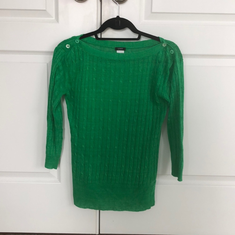 Jcrew 100% linen boat neck cable knit xxs